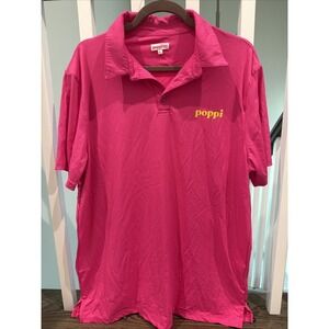 POPPI Soda Hot Pink Golf Polo T-Shirt Stamped Logo Size XL Stylish & Bold